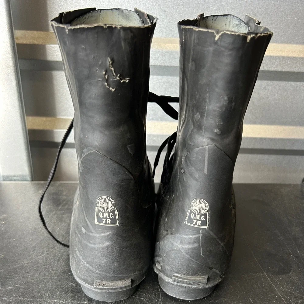 Vintage Bristolite QMC 7R Black Rubber Combat Utility Boots US Military Style